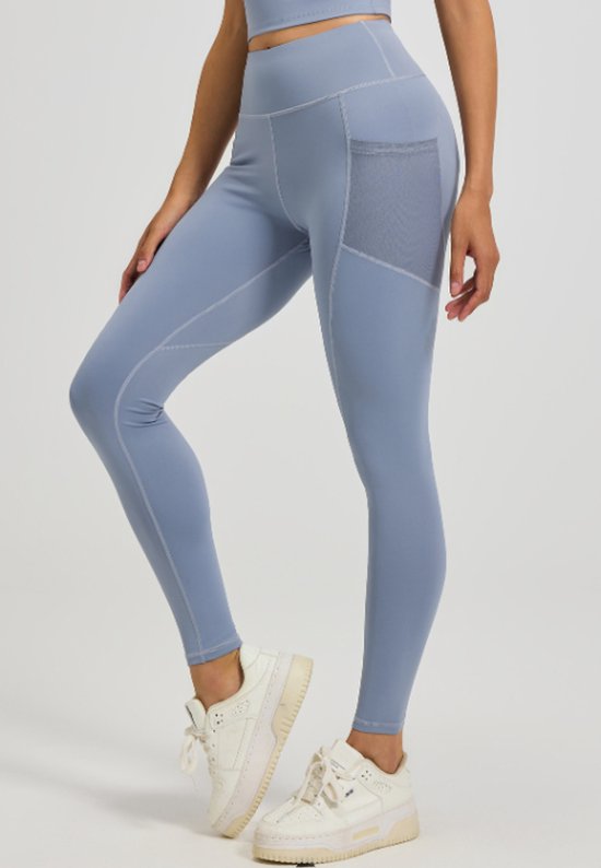 Slim Fit Sports Pants - High Waist Yoga Pants with Side Pockets - Soft and Stretchy Blended Fabric, Breathable and Comfortable - Skinny Fit with Elastic Waist - Suitable for Yoga, Fitness, Walking and Daily Use (Light Blue, Size XXXL) - Image 5
