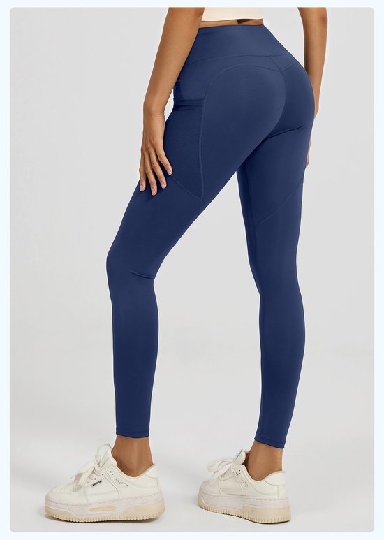 Slim Fit Sports Pants - High Waist Yoga Pants with Side Pockets - Soft and Stretchy Blended Fabric, Breathable and Comfortable - Skinny Fit with Elastic Waist - Suitable for Yoga, Fitness, Walking and Daily Use (Dark Blue, Size XL) - Image 5