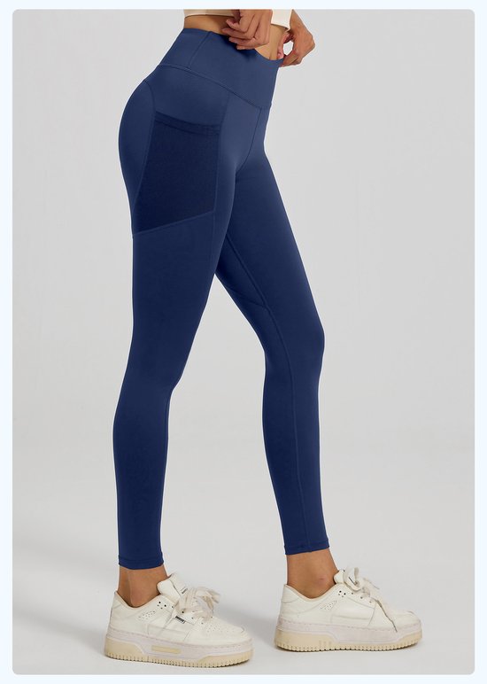 Slim Fit Sports Pants - High Waist Yoga Pants with Side Pockets - Soft and Stretchy Blended Fabric, Breathable and Comfortable - Skinny Fit with Elastic Waist - Suitable for Yoga, Fitness, Walking and Daily Use (Dark Blue, Size XXL) - Image 3