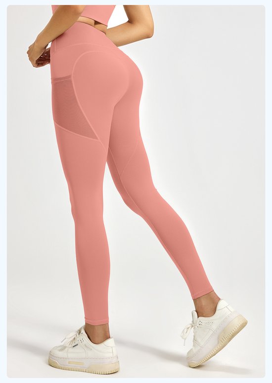 Slim Fit Sports Pants - High Rise Yoga Pants with Side Pockets - Soft and Stretchy Blended Fabric, Breathable and Comfortable - Skinny Fit with Elastic Waist - Suitable for Yoga, Fitness, Walking and Daily Use (Light Pink, Size XL) - Image 3