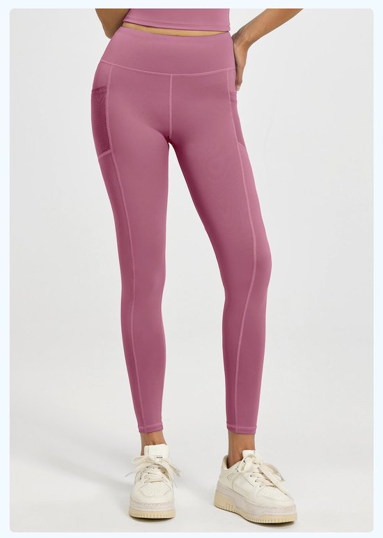 Slim Fit Sports Pants - High Waist Yoga Pants with Side Pockets - Soft and Stretchy Blended Fabric, Breathable and Comfortable - Skinny Fit with Elastic Waist - Suitable for Yoga, Fitness, Walking and Daily Use (Dark Pink, Size L) - Image 3