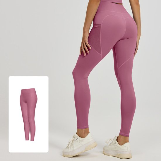 Slim Fit Sports Pants - High Waist Yoga Pants with Side Pockets - Soft and Stretchy Blended Fabric, Breathable and Comfortable - Skinny Fit with Elastic Waist - Suitable for Yoga, Fitness, Walking and Daily Use (Dark Pink, Size XXL) - Image 1