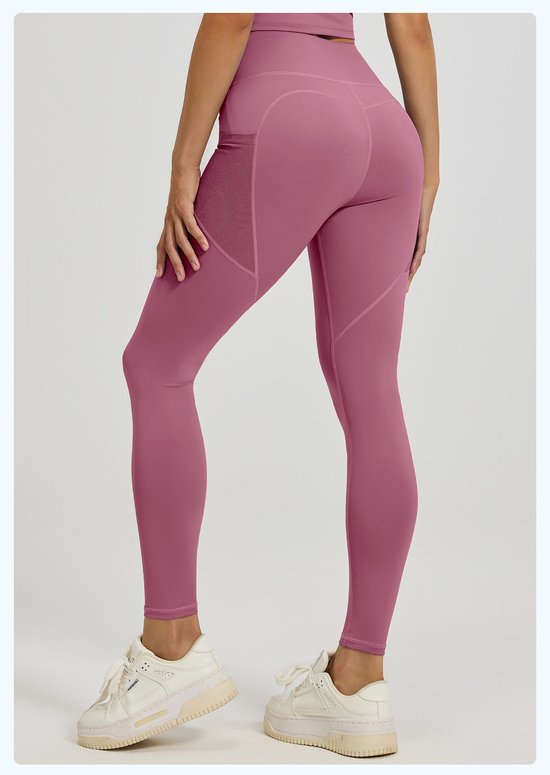Slim Fit Sports Pants - High Waist Yoga Pants with Side Pockets - Soft and Stretchy Blended Fabric, Breathable and Comfortable - Skinny Fit with Elastic Waist - Suitable for Yoga, Fitness, Walking and Daily Use (Dark Pink, Size XXL) - Image 5
