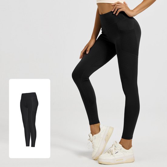 Slim Fit Sports Pants - High Rise Yoga Pants with Side Pockets - Soft and Stretchy Blended Fabric, Breathable and Comfortable - Skinny Fit with Elastic Waist - Suitable for Yoga, Fitness, Walking and Daily Use (Black, Size XL) - Image 1