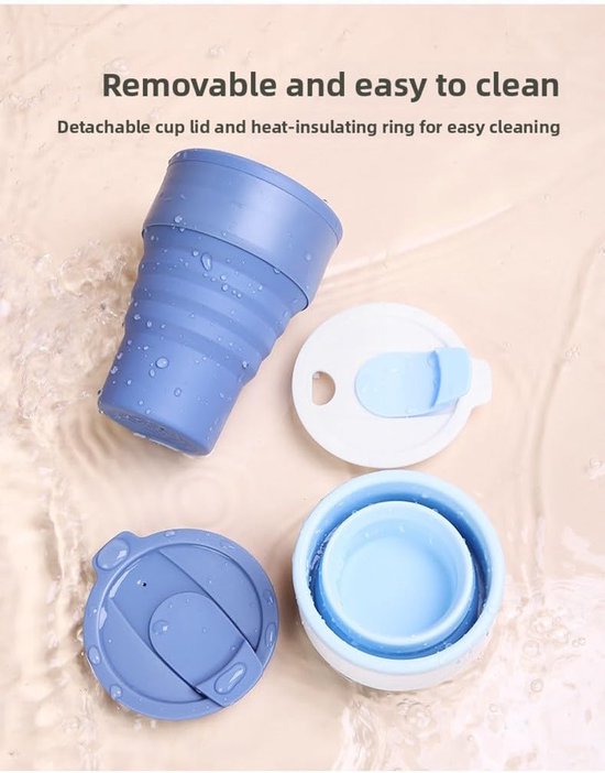 Collapsible Silicone Camping Mug – 385ml – Travel and Drinking Mug with Lid, Dishwasher Safe – Ideal for Camping, Hiking and Office (Pink) - Image 4