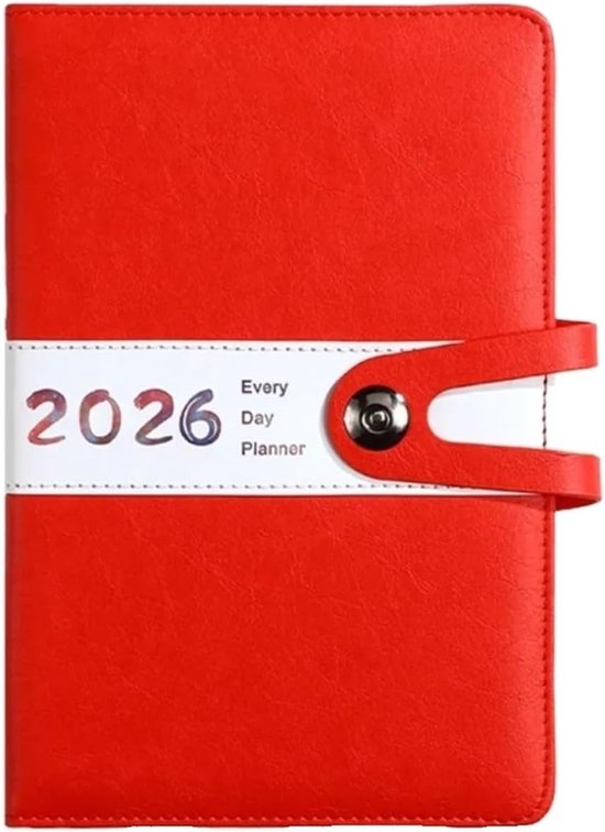 Agenda 2026 Adults - Planner - Journal - Organizer - Business - Texture - PU Material - A5 Format - Red - Image 1