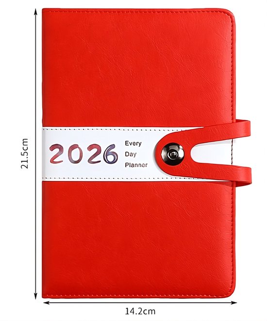 Agenda 2026 Adults - Planner - Journal - Organizer - Business - Texture - PU Material - A5 Format - Red - Image 2