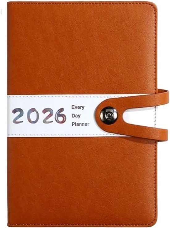 Agenda 2026 adults - Planner - Journal - Organizer - Business - Texture - PU material - A5 format - Brown - Image 1