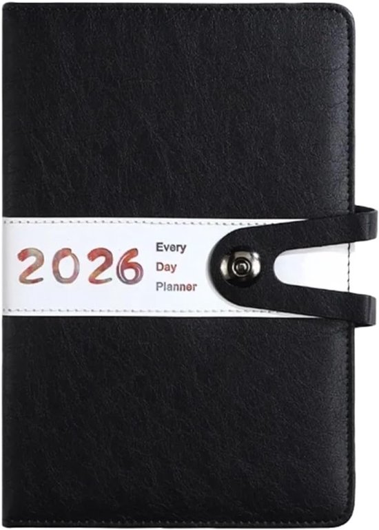 Agenda 2026 Adults - Planner - Journal - Organizer - Business - Texture - PU Material - A5 Format - Black - Image 1
