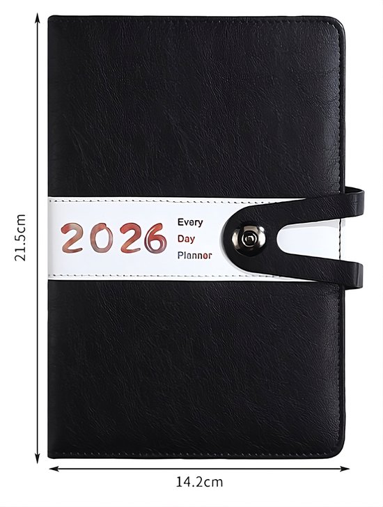 Agenda 2026 Adults - Planner - Journal - Organizer - Business - Texture - PU Material - A5 Format - Black - Image 2