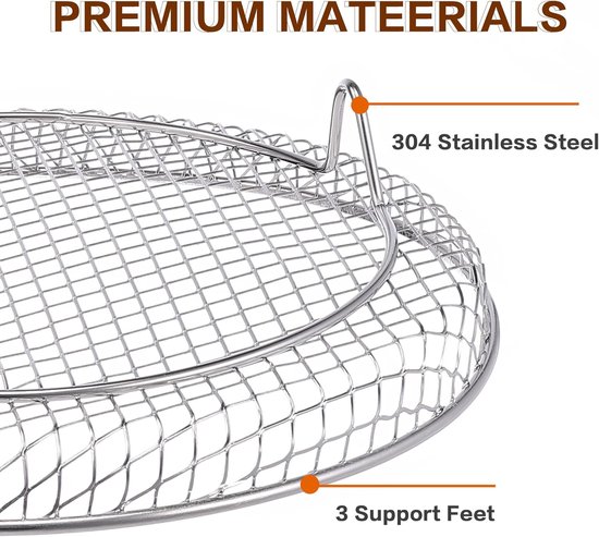 Multi-layer air fryer rack (3 round layers) - Air fryer baking pan - Air fryer grid - 304 stainless steel - Safe to use in air fryers, steam ovens, regular ovens and dishwashers - 20.3 cm - Silver - Image 3