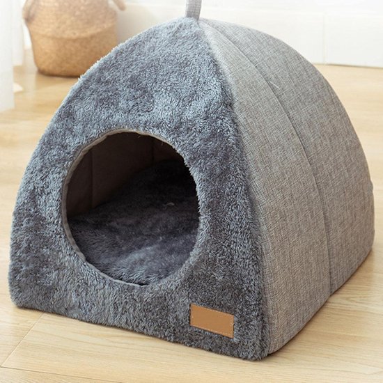 Tents Pet Bed - With Removable & Washable Cushion - Warm & Soft Fleece Fabric - For Cats & Small Dogs - Image 1