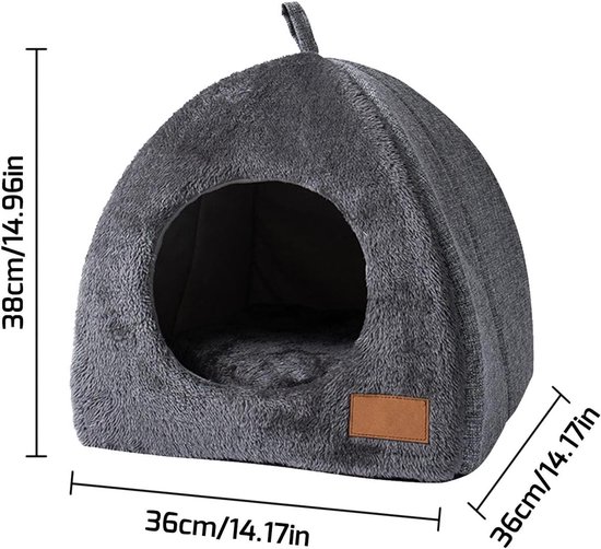 Tents Pet Bed - With Removable & Washable Cushion - Warm & Soft Fleece Fabric - For Cats & Small Dogs - Image 6