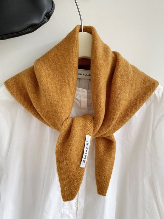 Triangular Knitted Scarf - Soft Acrylic Fabric - As a Scarf, Shawl or Blanket - In Solid Colors - Orange - Image 1