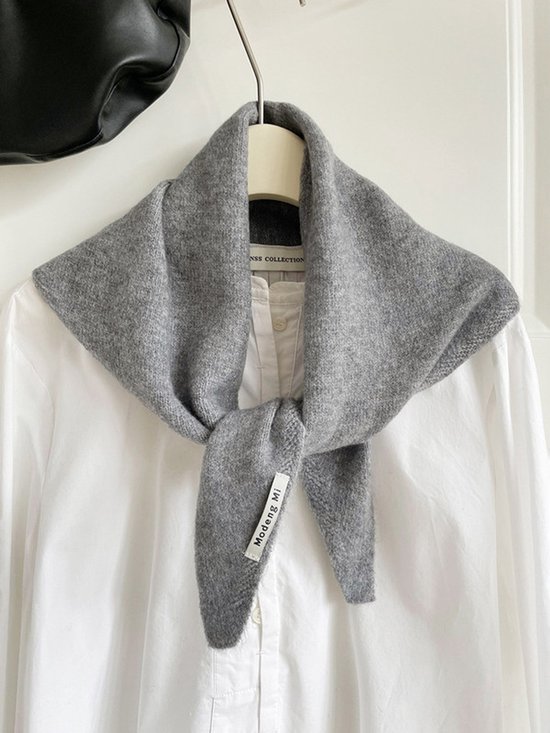 Triangular Knitted Scarf - Soft Acrylic Fabric - As a Scarf, Shawl or Blanket - In Solid Colors - Dark Gray - Image 1