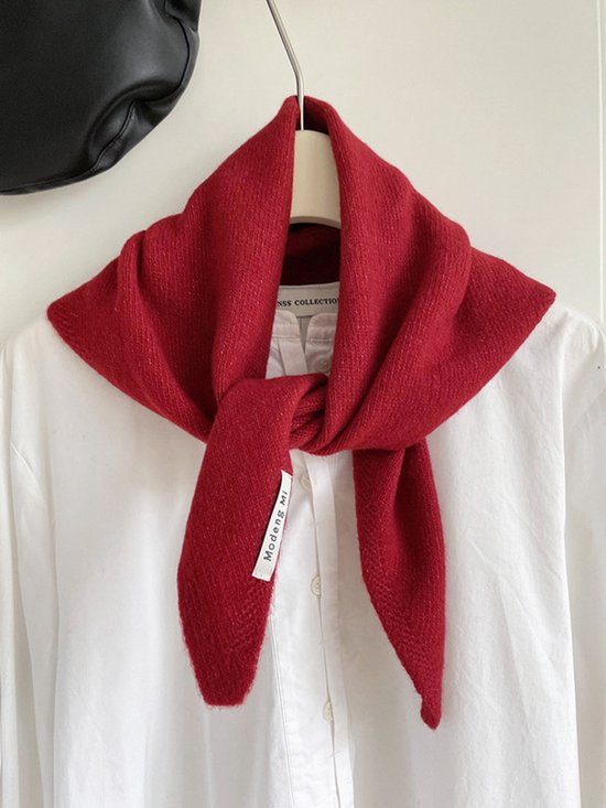 Triangular Knitted Scarf - Soft Acrylic Fabric - As a Scarf, Shawl or Blanket - In Solid Colors - Red - Image 1