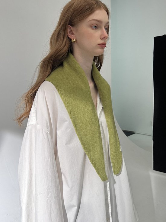 Triangular Knitted Scarf - Soft Acrylic Fabric - As a Scarf, Shawl or Blanket - In Solid Colors - Khaki - Image 6