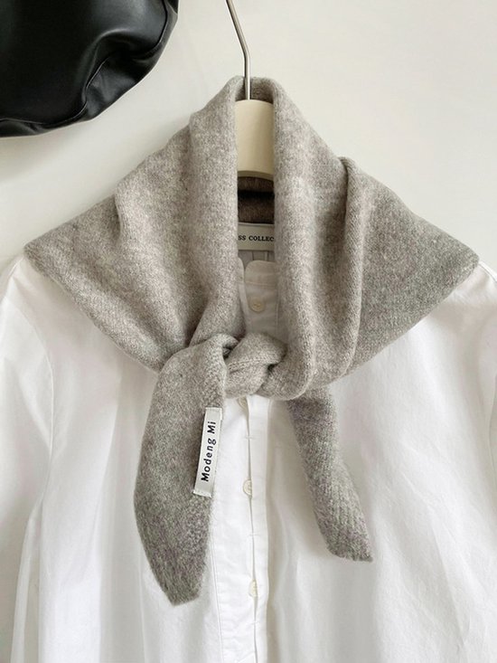 Triangular Knitted Scarf - Soft Acrylic Fabric - As a Scarf, Shawl or Blanket - In Solid Colors - Light Gray - Image 1
