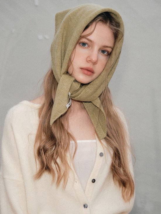 Triangular Knitted Scarf - Soft Acrylic Fabric - As a Scarf, Shawl or Blanket - In Solid Colors - Pink - Image 5