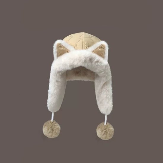 Fleece winter hat - Warm hat with thickened ear flaps - Soft, comfortable and frost-resistant - Stylish winter accessory - Color: Khaki - Image 1