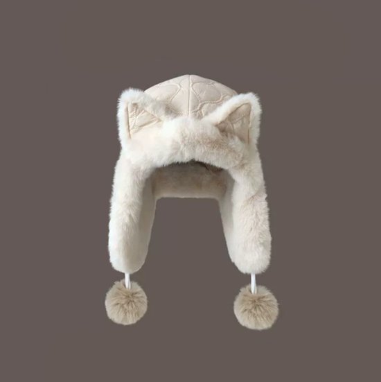 Fleece winter hat - Warm hat with thickened ear flaps - Soft, comfortable and frost-resistant - Stylish winter accessory - Color: Beige - Image 1