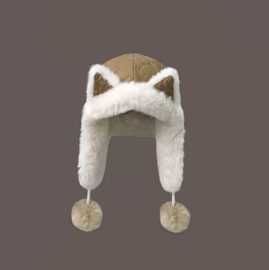 Fleece winter hat - Warm hat with thickened ear flaps - Soft, comfortable and frost-resistant - Stylish winter accessory - Color: Brown - Image 1