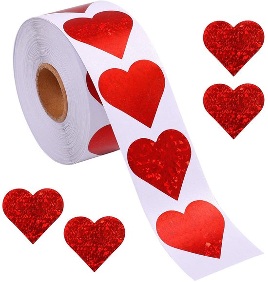 500 Heart Stickers – Valentine's Day Decoration – Heart-shaped Wall Stickers – Sticker Accessories for Birthdays, Parties and Special Occasions - Image 1