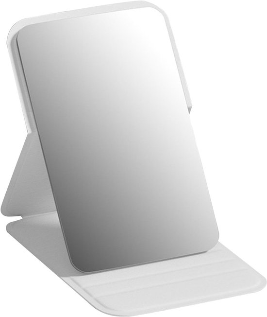 Frameless High Definition Makeup Mirror - Foldable Travel Mirror - Portable Makeup Mirror with Soft PU Leather Cover - Suitable for Bedroom, Bathroom & Travel（White） - Image 1