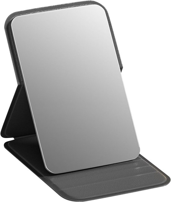 High Definition Frameless Makeup Mirror - Foldable Travel Mirror - Portable Makeup Mirror with Soft PU Leather Cover - Suitable for Bedroom, Bathroom & Travel（Black） - Image 1