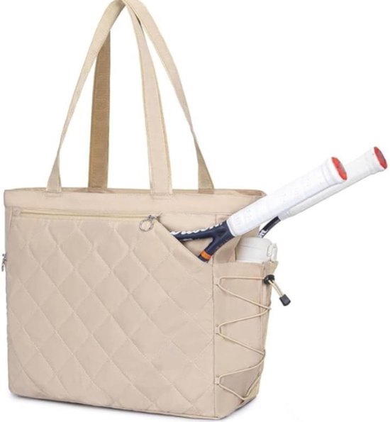 Tennis Bag – Extra Large Sports Bag with Shoe Compartment – Suitable for 2-4 Rackets – Waterproof and Lightweight – Unisex（Beige） - Image 1