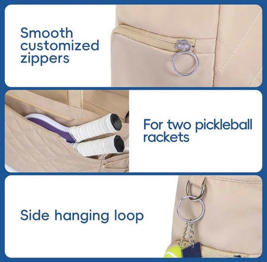 Tennis Bag – Extra Large Sports Bag with Shoe Compartment – Suitable for 2-4 Rackets – Waterproof and Lightweight – Unisex（Beige） - Image 4