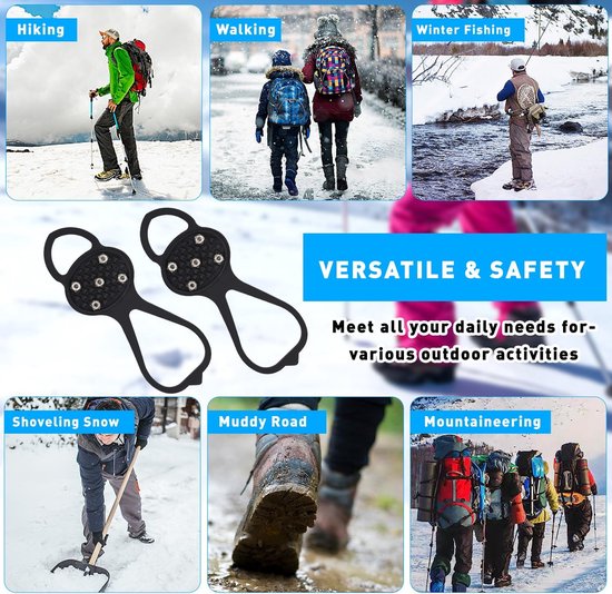 Snow boots with non-slip soles - Set of 4 - Safe walking on icy and snowy roads - Suitable for size L (35-45) - Non-slip studs - Suitable for winter walking, hiking, jogging, strolling and mountaineering - Image 6