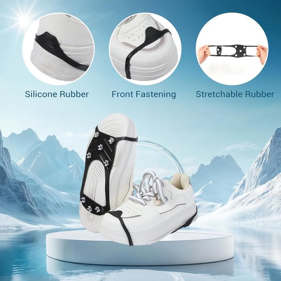 Snow boots with non-slip soles - Set of 2 - Safe walking on icy and snowy roads - Suitable for size M (40-45) - Non-slip studs - Suitable for winter walking, hiking, jogging, strolling and mountaineering - Image 2