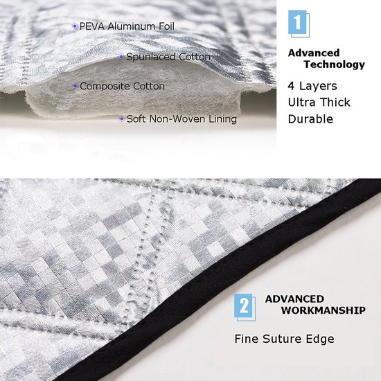 Car Windshield Cover - Thickened protective cover for the windshield - protects against snow, ice, frost, sun, UV rays, dust and water - ideal for SUVs - suitable for all seasons. - Image 2