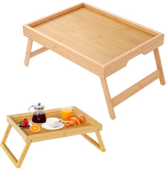 Folding table - Camping table - Portable folding table - Can be used as a dining table, TV table, laptop table, snack table, sofa table or work table - Natural wood color - Image 1