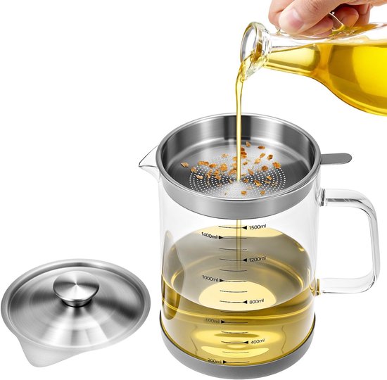 Oil Can - Leak-Proof Oil Container - Oil Filter Can - Oil Container for Household Kitchen Use - Leak-Proof Oil Can with Mesh Filter - Glass Oil Filter Can - Image 1