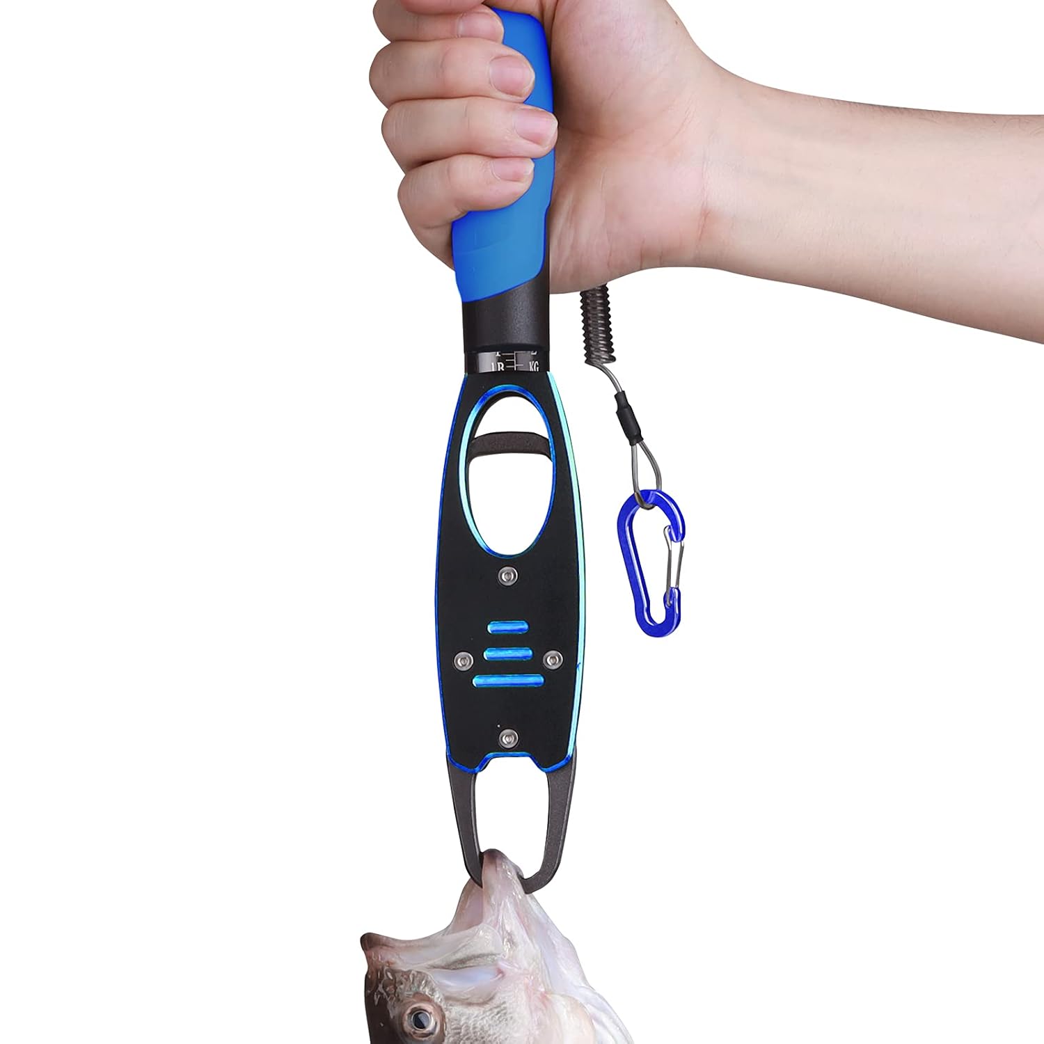 Fish Grabber with Scale - Non-Slip Handle - One-Handed Use - 360° Rotatable - Includes Wrist Strap - Image 1
