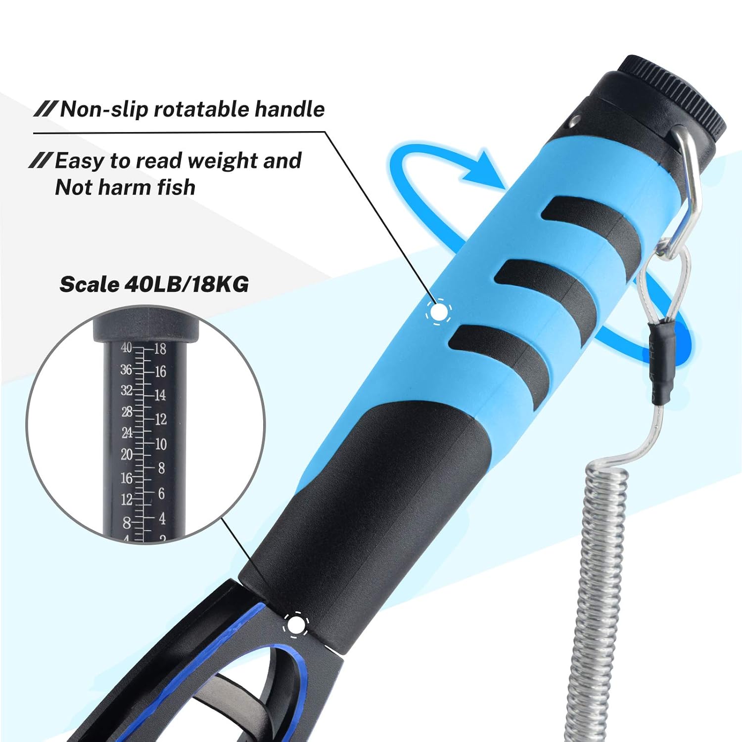 Fish Grabber with Scale - Non-Slip Handle - One-Handed Use - 360° Rotatable - Includes Wrist Strap - Image 2
