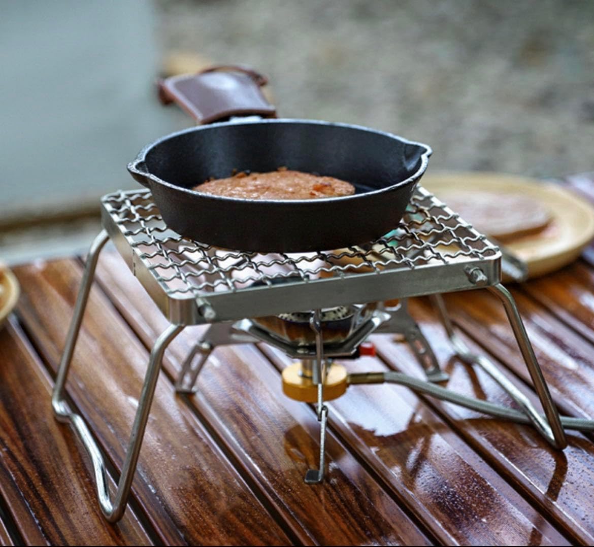 Folding Camping Grill - Stainless Steel 304 Cooking Grate with Folding Legs - Portable Charcoal and Cooking Stand - Lightweight BBQ Rack for Camping, Hiking and Backpacking - Image 3