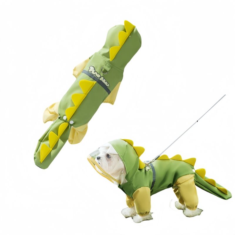 Pet Raincoat-With Belt-Reflective Strips-Green-XXL-1pc - Image 1