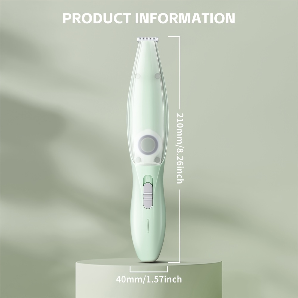 Small Animal Hair Trimmer-Hair Suction Cup-Rechargeable-Quiet-Green-1st - Image 2