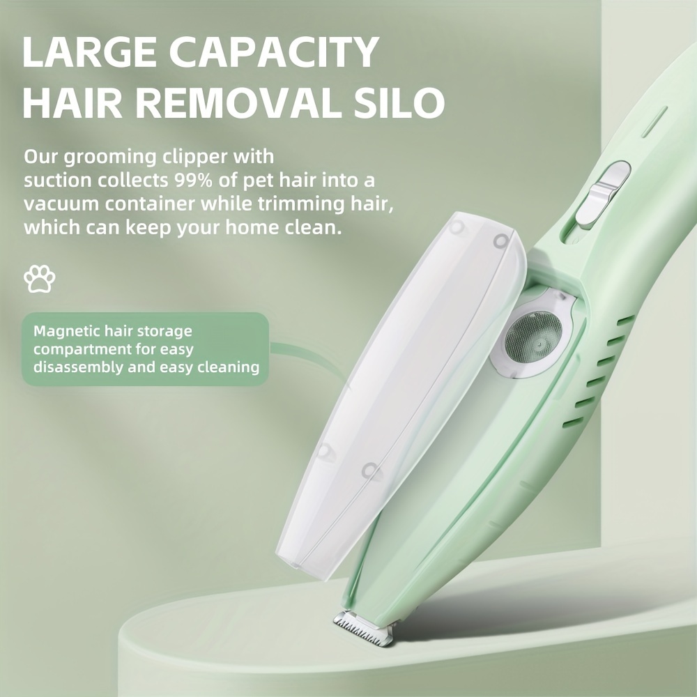Small Animal Hair Trimmer-Hair Suction Cup-Rechargeable-Quiet-Green-1st - Image 4