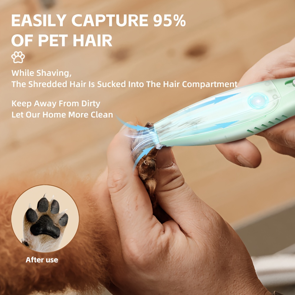Small Animal Hair Trimmer-Hair Suction Cup-Rechargeable-Quiet-Green-1st - Image 5