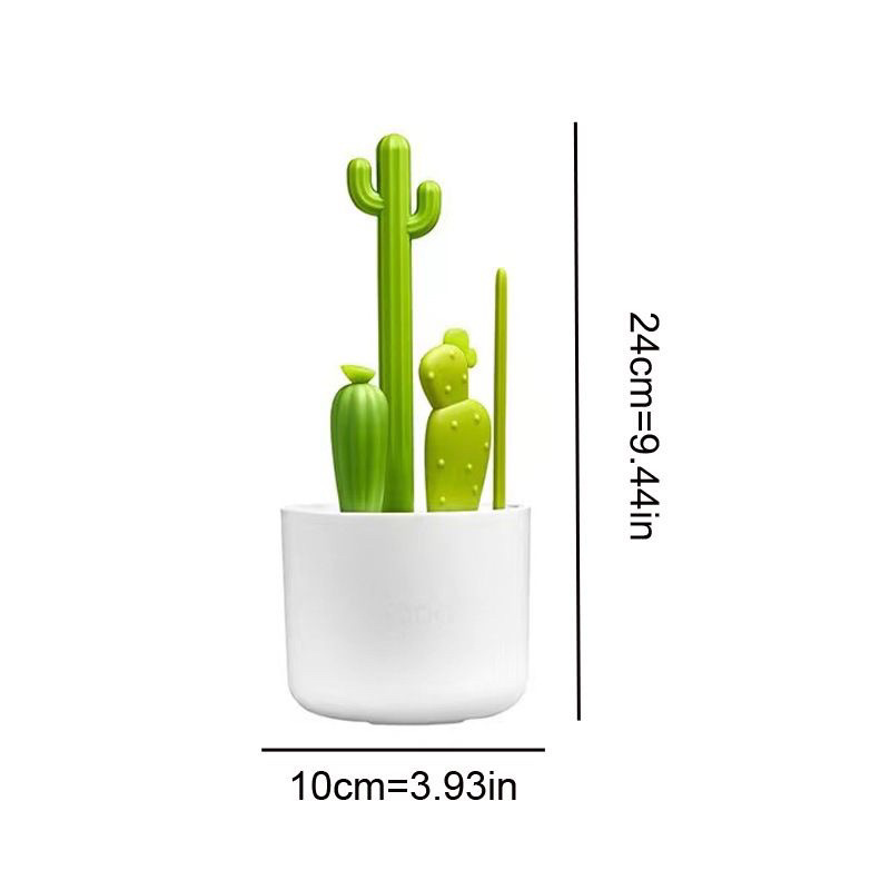 Bottle brush - bottle brush - cleaning brush - cactus shape - includes bottle brush, nipple brush, detail brush and straw brush - suitable for bottle drying rack - Image 1
