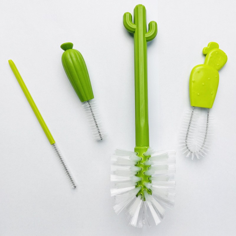 Bottle brush - bottle brush - cleaning brush - cactus shape - includes bottle brush, nipple brush, detail brush and straw brush - suitable for bottle drying rack - Image 2