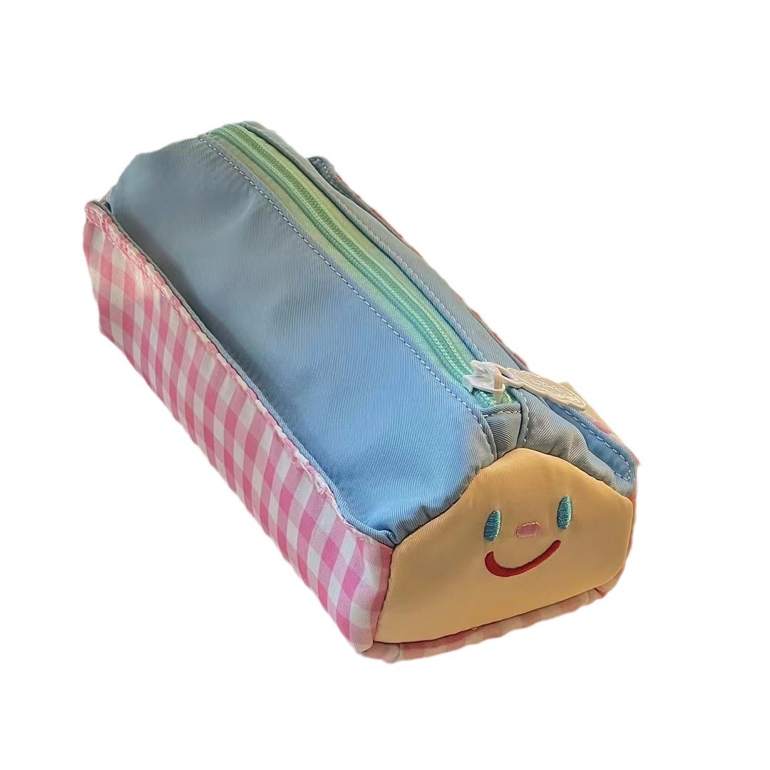 Pencil Case - Large Capacity - Cute and Lovely - Pink Check - 1 Piece - Image 1