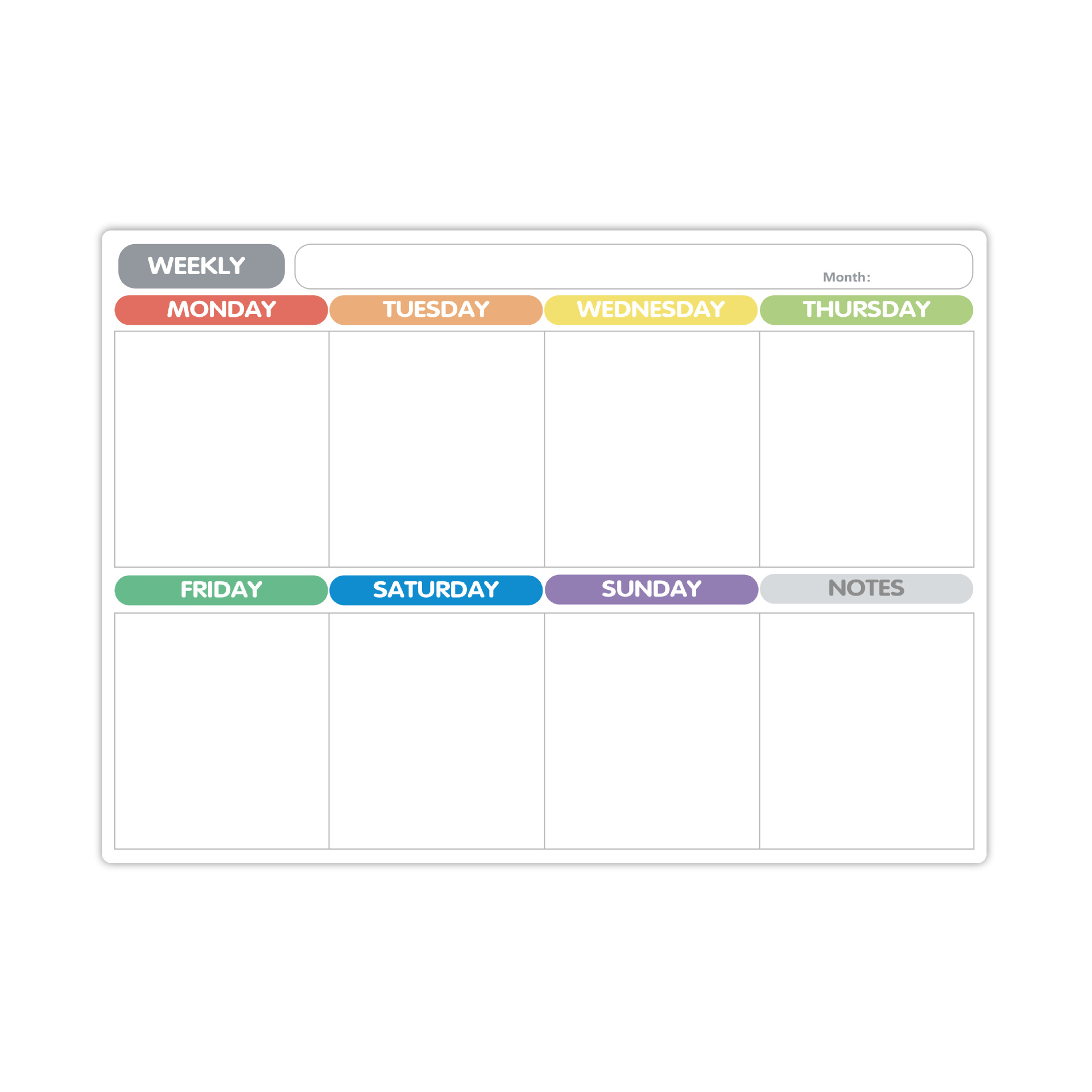 Magnetic whiteboard - Weekly planner - Monthly planner - 8 magnetic pens - Image 2