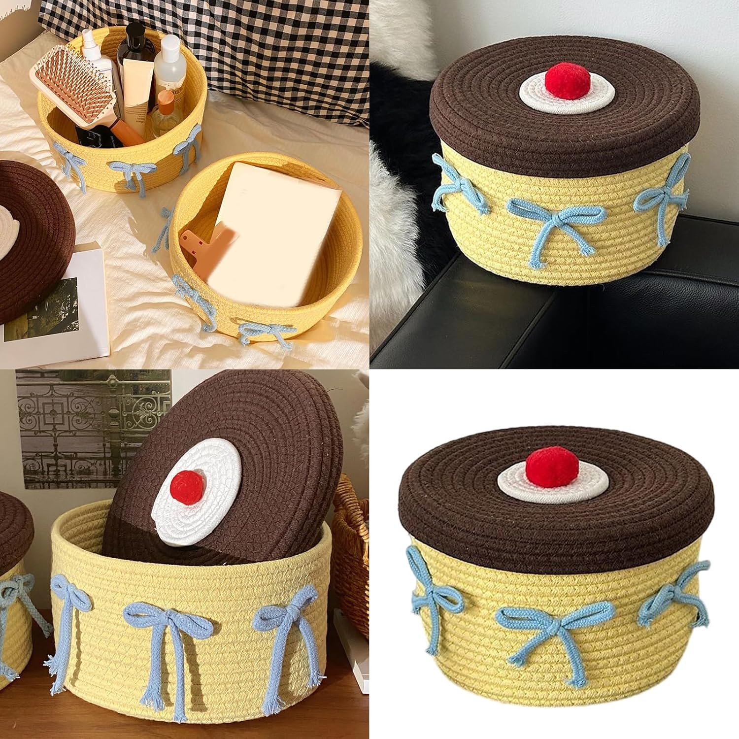 Storage Basket - Woven Cotton - Dustproof Desk Ornaments - 1 Pack - Image 2
