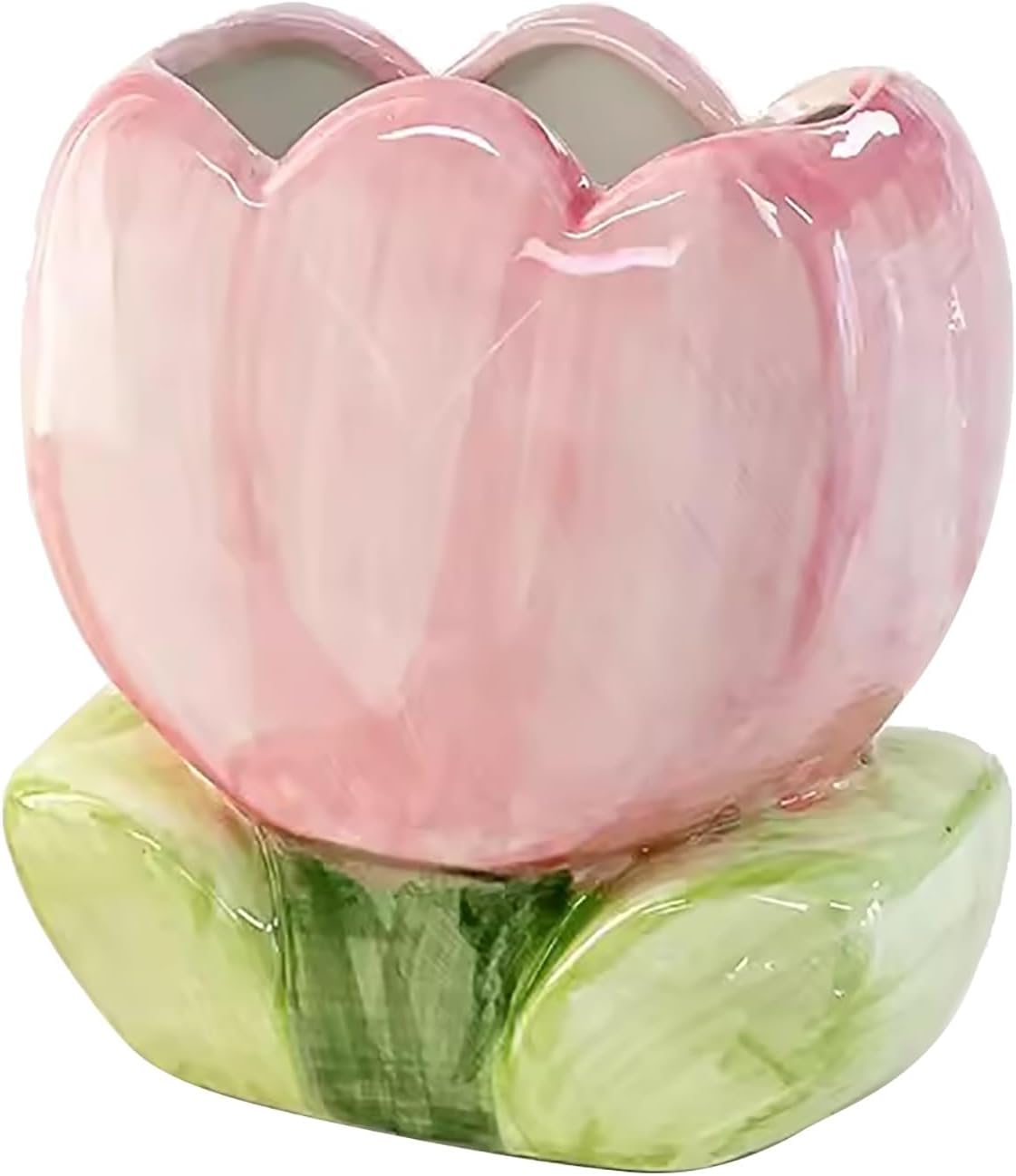 Storage Box - Cute Desk Ornaments - Ceramic Storage Bucket - Pink Tulip - 1 Pack - Image 1
