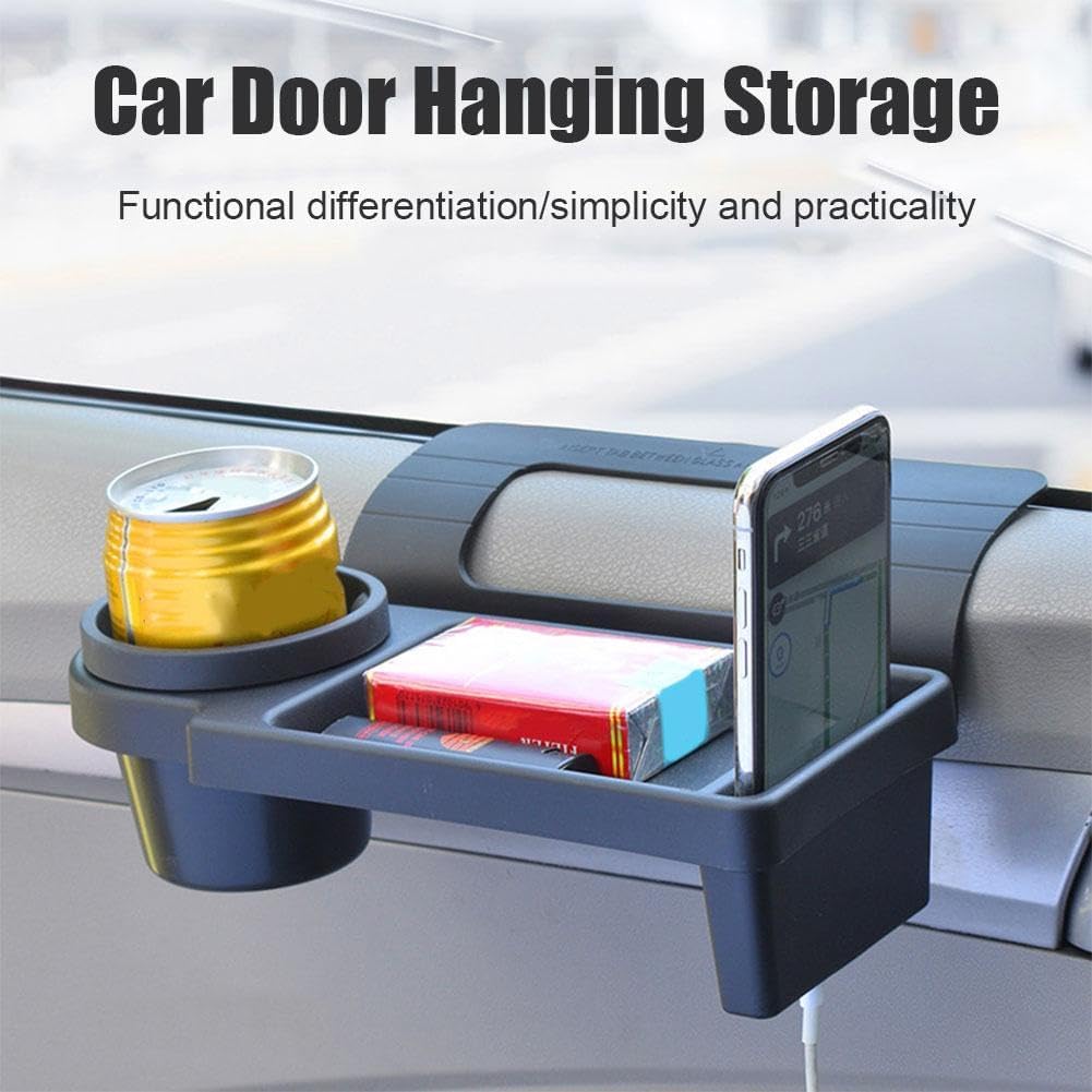 Car Key Box - Door and Window Pocket Accessory Organizer - with Cup Holder - Car Window Organizer - Key and Phone Organizer - Black - Image 2